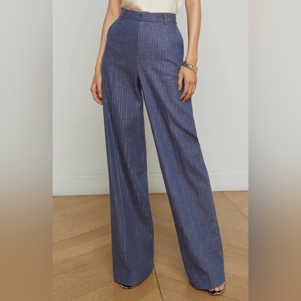 L'AGENCE Blue Pinstripe Trousers
Size 10 color :wild wind/gold pinstripe